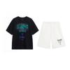Li Ning Logo Fashion Retro Personality Trend Round Neck Pullover Short Sleeve T-Shirt Casual Sports Set Unisex Tops Black White AHSU803-2+AKST593-7
