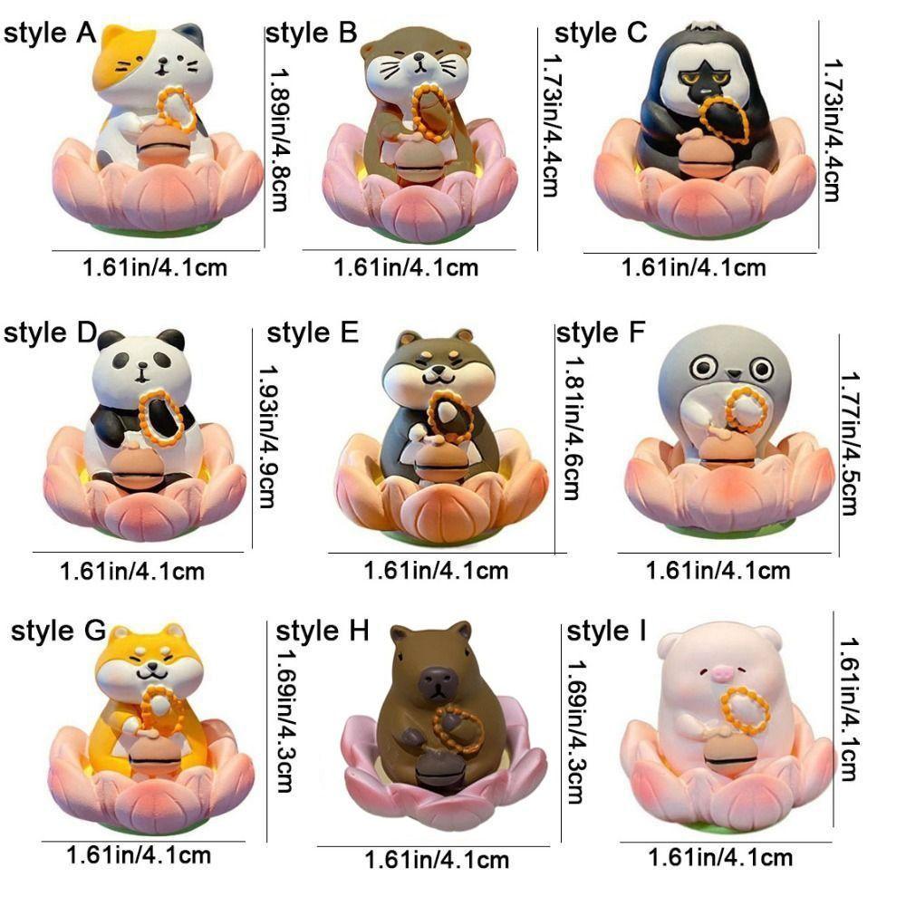 Cartoon Good Luck Lotus Ornament Buddha Style Capybara Model Figure Lotus Pig Car Ornaments Office