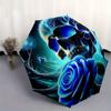 1pc Blue Rose Skull Artwork Umbrella with Plastic Handle,Suitable for All Seasons Home Travel Outdoor UmbrellaB1836