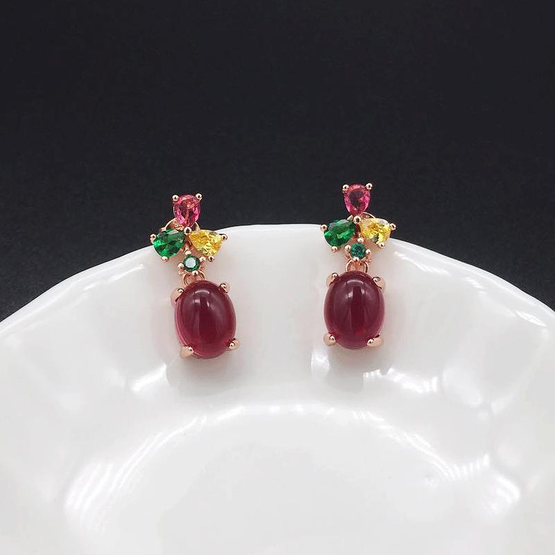 HuiSept Classic Silver 925 Drop Earrings for Women Colorful Topaz Gemstone Jewellery Earrings Ornaments Wedding Party Wholesale