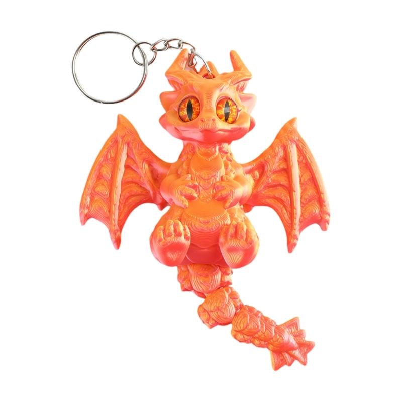Unique 3D Printed Western Dragon Toy Keychain With Movable Joints For Play And Display Keyring Accessories