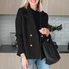 Autumn Chic Wool Blend Blazer Women's Coat Double-Breasted Suit Top