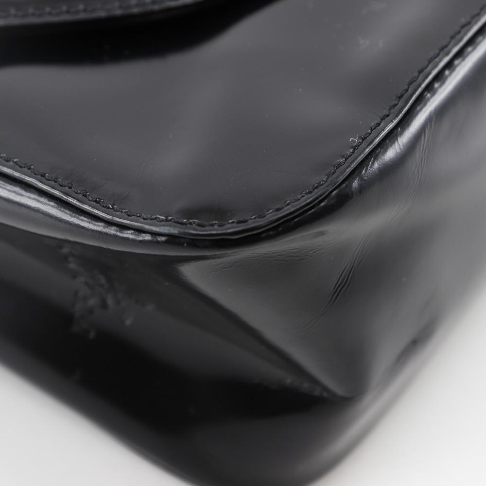 Prada One Belt Shoulder Bag Black Patent Leather Women Used