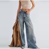 Vintage Baggy Jeans Women Fashion 2025 New Loose Casual Solid Color Wide Leg Pants Zipper Fly Pocket High Waist Denim Trousers