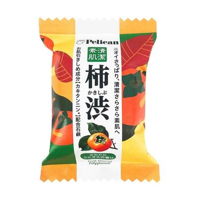 Pelican Family Mýdlo s kaki taninem 80 g, Japonské mýdlo Kakishibu pro čištění těla s osvěžující citrusovou vůní pro každodenní péči proti zápachu