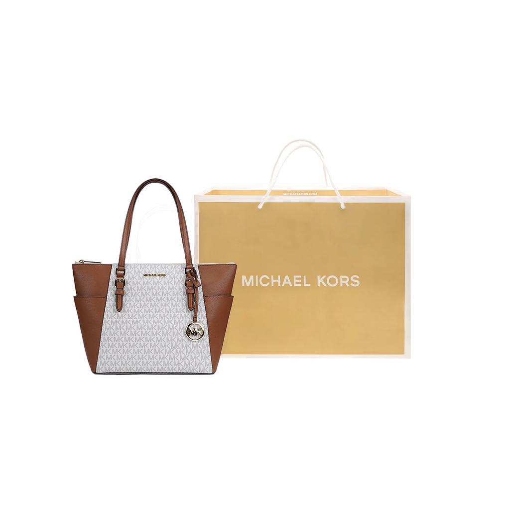 Michael Kors Mk Charlotte Monogram Commuter Zipper Tote Bag Women Tote Vanilla 35T0GCFT3B-VANILLA