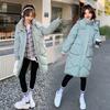 Spot New Simple Cotton-padded Clothes Women's Medium and Long Over-knee Removable Hat Cotton-padded Jacket Bread Cotton-padded Clothes