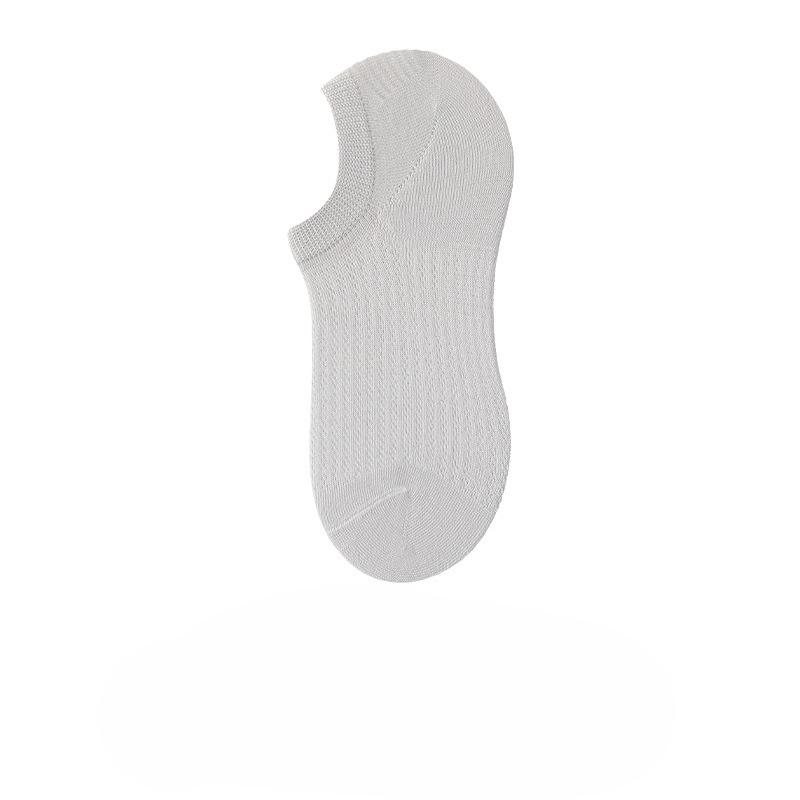 Women's Cotton Breathable Shallow-mouthed Short Socks Without Heel Separation, with Perforated Patterns and Invisible Stitching, Plain-colored Socks