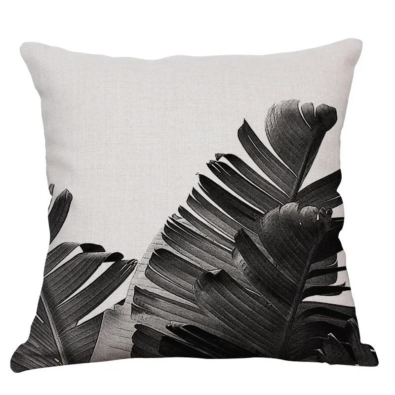 Nordic Decoration Cushion Covers Home Tropical Decoration Pillowcase Black White Plant Leaves Decor for Home Pillowcases