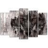 Five Piece Picture Canvas Print Wolf Forest Retro