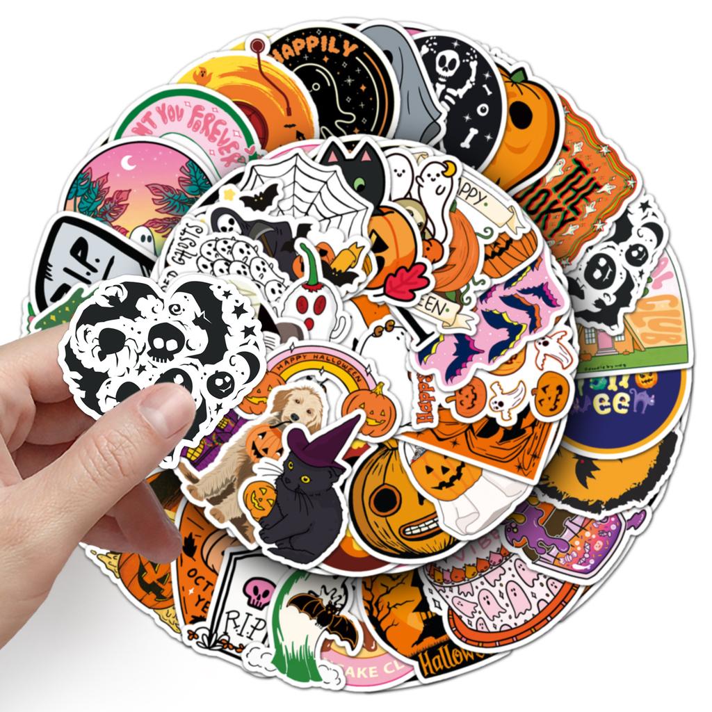 50 Halloween Graffiti Stickers, Cartoon Festival Children's Guka Phone Cases, Suitcase Stickers