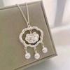 Sterling Silver Longevity Lock Pendant: Chinese Style Retro Necklace for Baby's First Birthday or Full Moon Celebration.