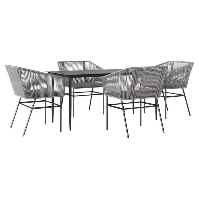 VidaXL Ensemble à manger jardin coussins 5 pcs gris poly rotin verre 3334530