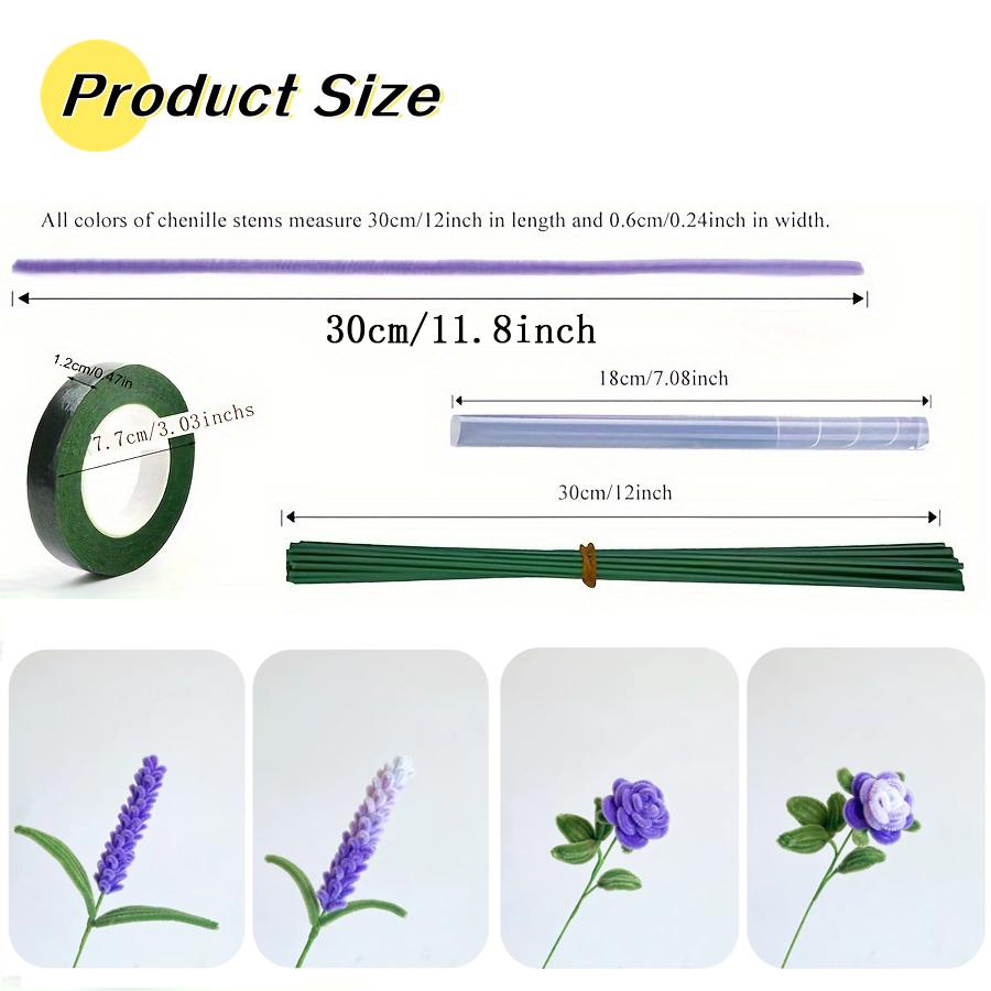 200 Pcs Pipe Cleaners Chenille Stem, Flowers Pipe Cleaner Craft, Colored Pipe Cleaner For Creative Handmade DIY Lavender Bouquet