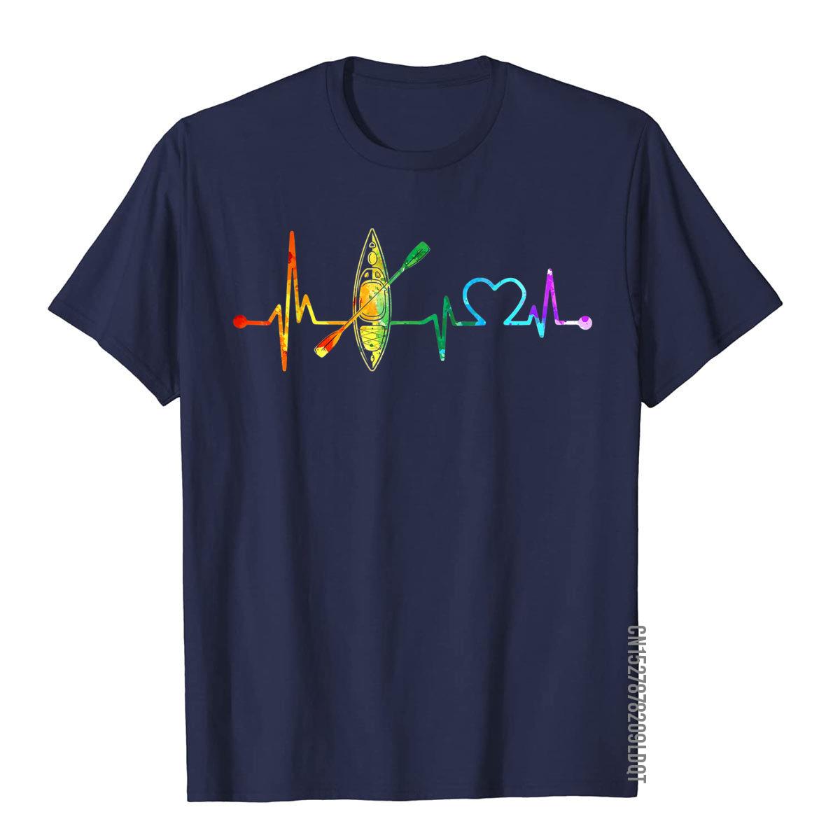 

Kayaking Lover My Heartbeat Is A Kayak Vintage Color TShirt Printed On Tops Tees Cotton Male T Shirt Simple Style On Sale S