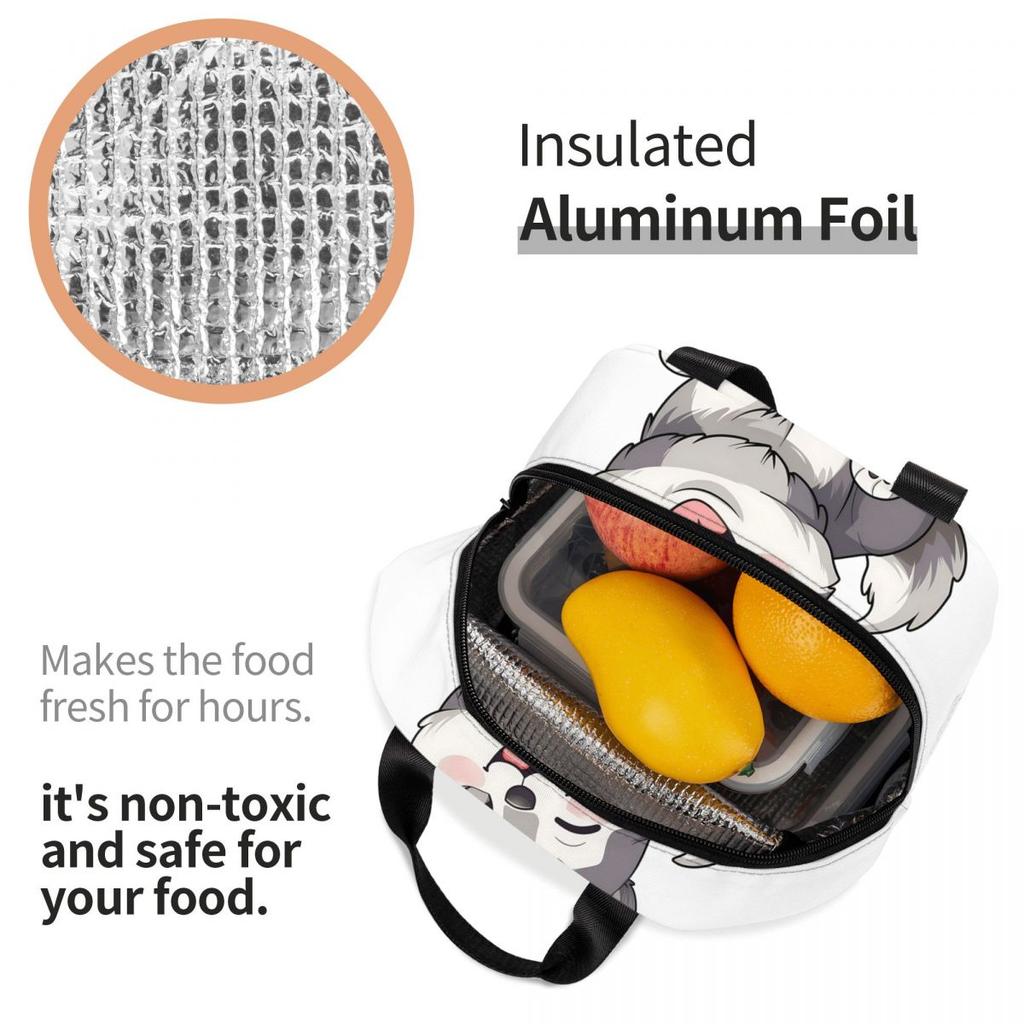 Cute Winking Kawaii Husky Insulated Lunch Bag for Kids School Cooler Thermal Food Box Tote Portable Lunch Boxes Container