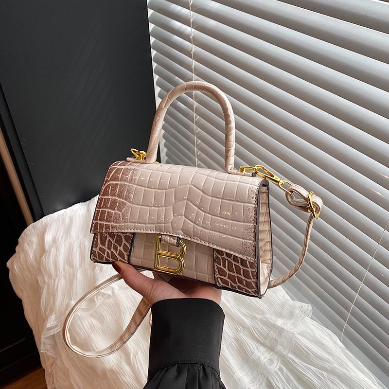 New High-end Light Luxury Crocodile Pattern Hourglass Bag Portable Shoulder Messenger Trendy Women's Bag