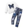 Modisches Kapuzenpullover & Jeans-ähnliches Freizeit Hosen Set für Mädchen - Sommer Kinder Set