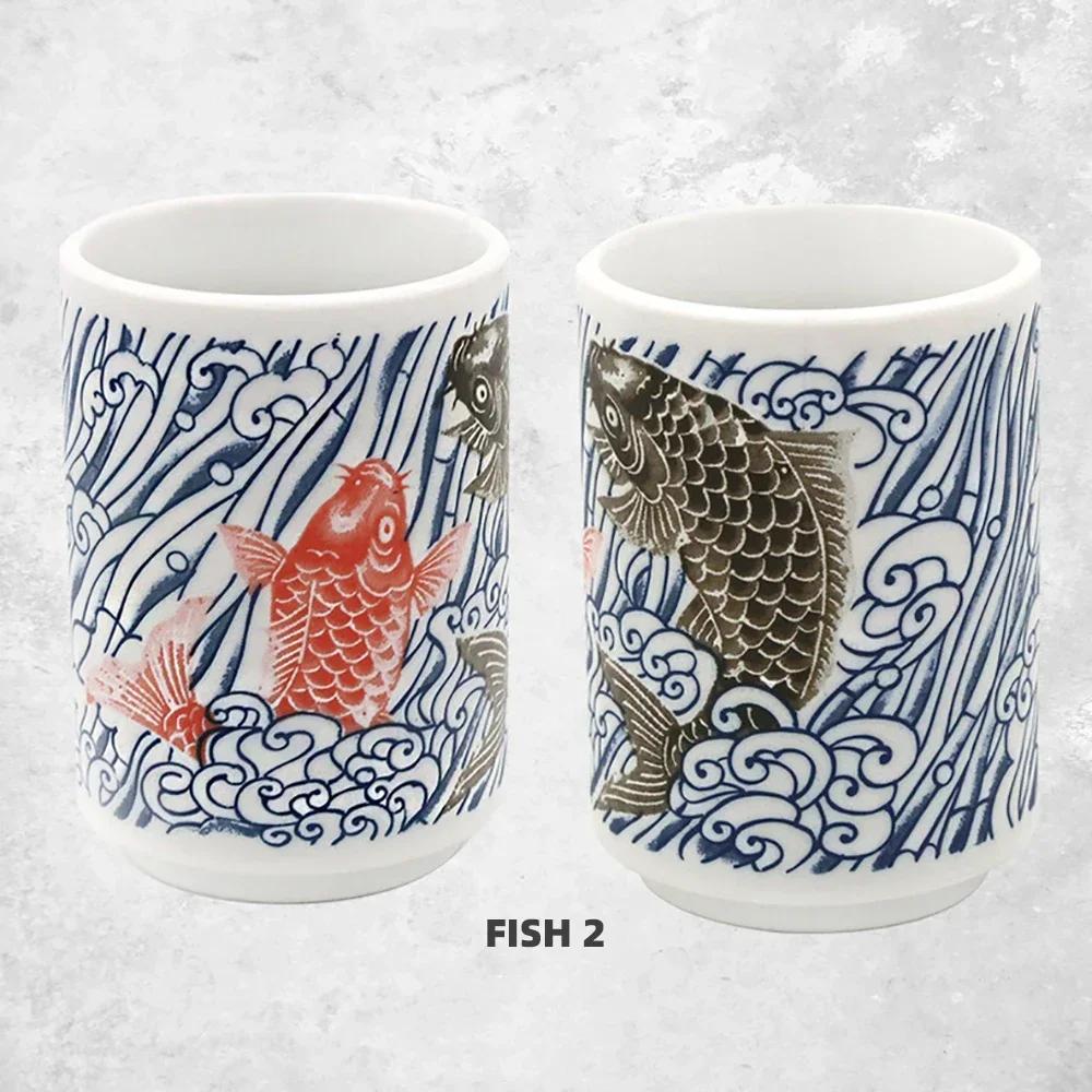 Cani Ceramice Japoneze cu Imprimeu 300ml Ceai Vin Cupă Sushi Sake Amuzant Decor Restaurant Familie Cadou de Călătorie pentru Prieteni