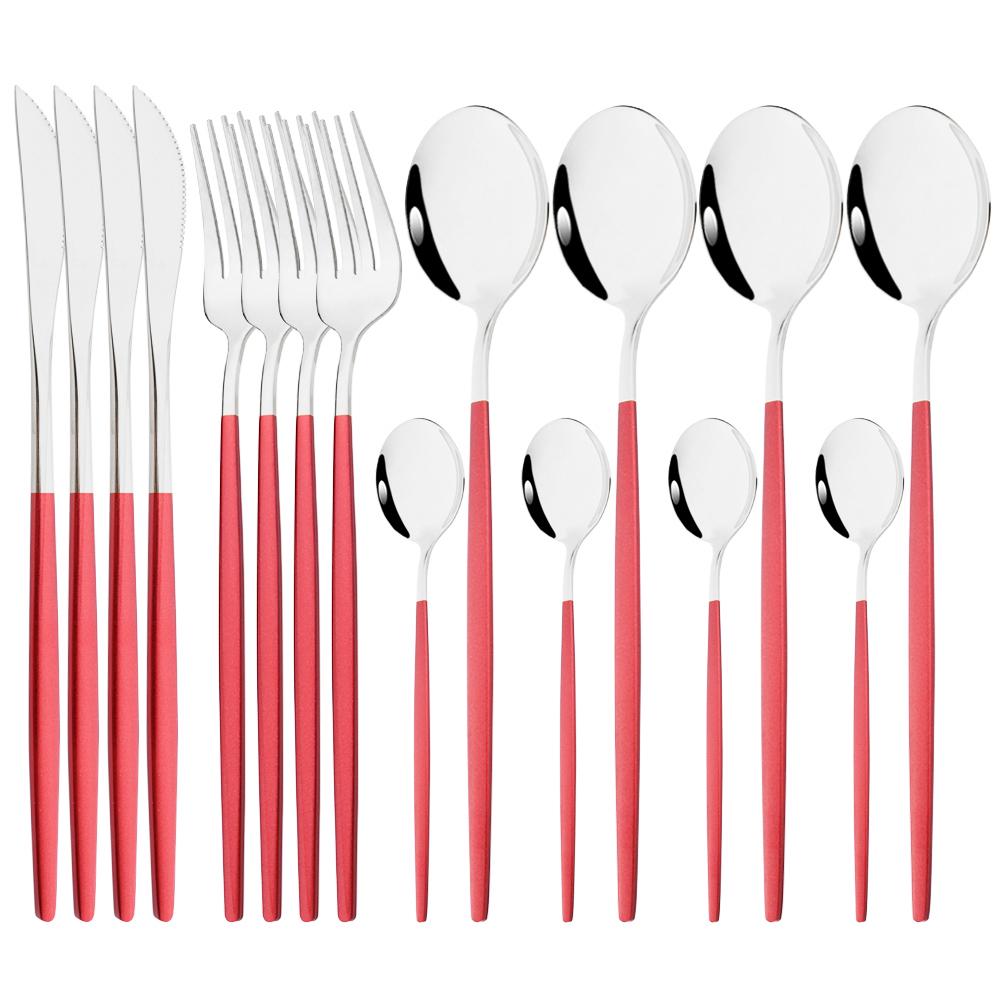 16Pcs Dinnerware Knife Fork Coffee Spoon Cutlery Set  Flatware Stainless Mint Green Gold Steel Silverware Tableware Set