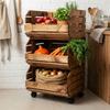 Modular Shelf on Wheels, Wooden Fruit and Vegetable Trolley, Brown | GoodFreshDecor