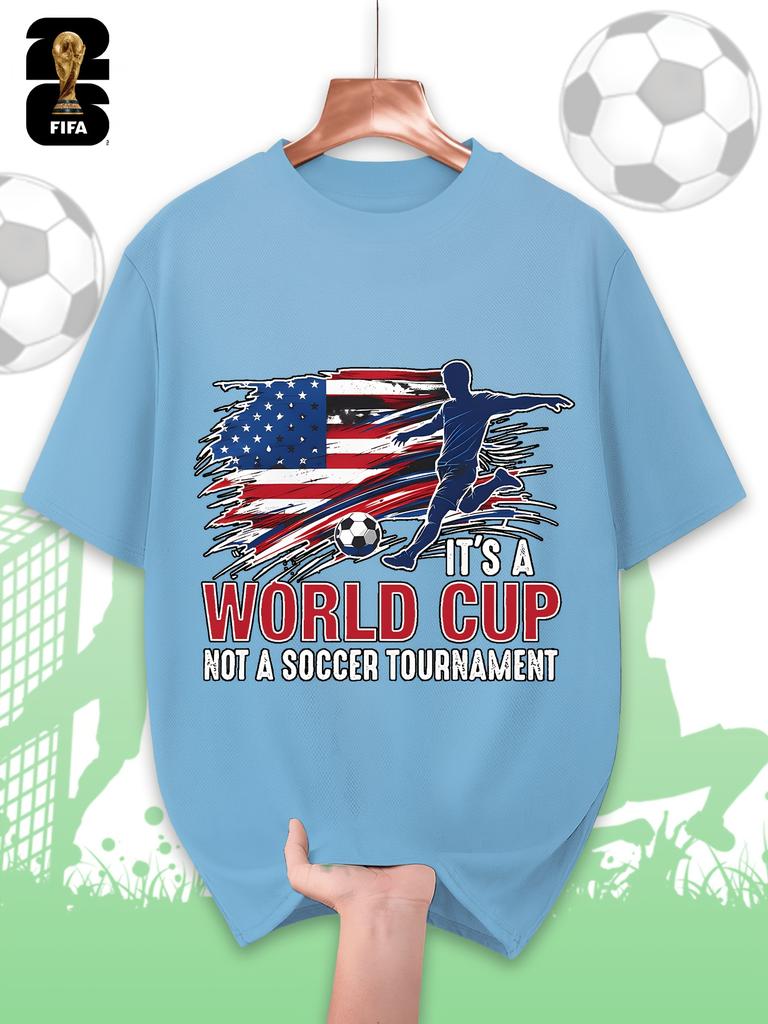 This FIFA World Cup-themed Short-sleeved T-shirt Is Designed Specifically for Men, Featuring a Crew Neck Style