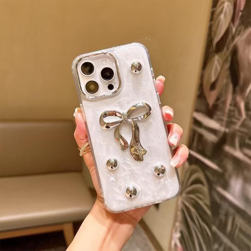

For IPhone16promax Epoxy Glitter Bow Phone Case for Apple17 Heart 15 Stars 14 Butterfly For iPhone 17Promax