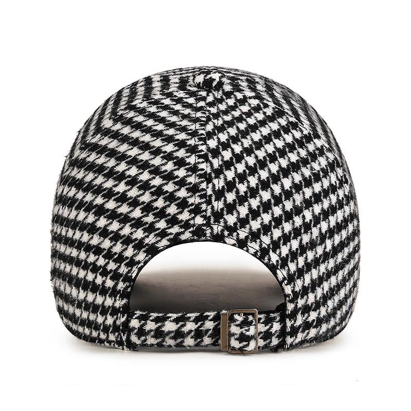 ZHENYUEQI Autumn/Winter Houndstooth Padded Baseball Cap