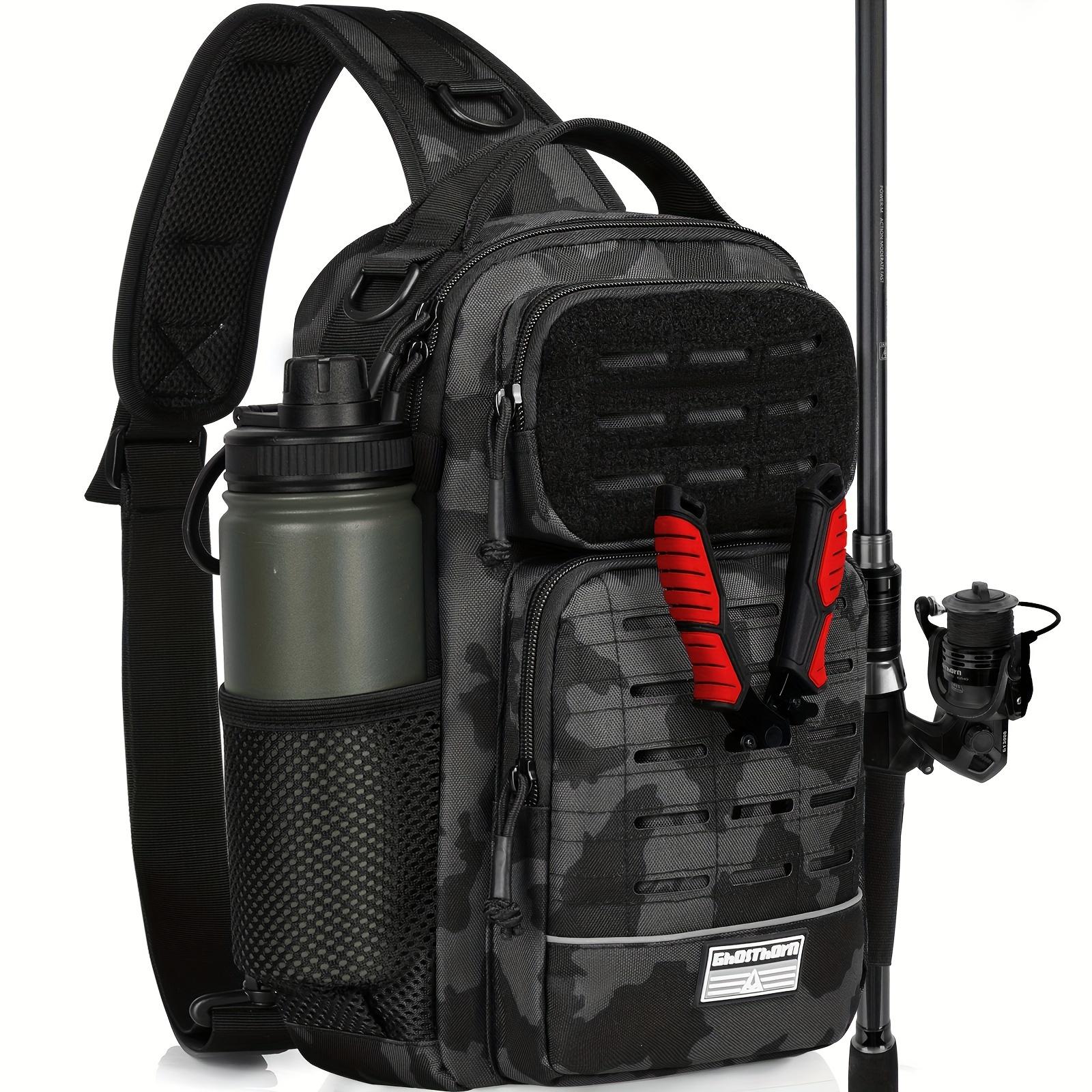 

Рюкзак для рибалки Ghosthorn Сумка для снастей -легка сумка для зберігання снастей для слінгів - рюкзак для риболовлі з тримачем для вудилищ