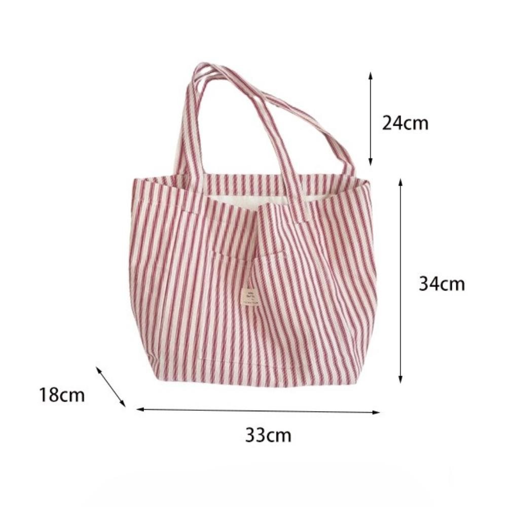 Vintage Striped Women's Shoulder Bags Large Capacity Female Reusable Shopping Bag Canvas School Girls Book Tote Handbags