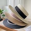 French Celebrity Style Flat Top Top Hat New Summer Elegant Pearl Straw Seaside Sun Hat Children