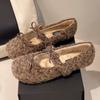 Autumn Warm Plush Mary Jane Shoes Women Sweet Bow Decorate Low Heel Pumps Cozy Soft Sole Non-slip Designer Shoe Zapatos De Mujer