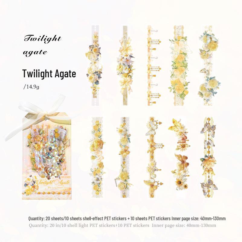 MomoPET Long Dream Series: Retro Floral & Butterfly Sticker Pack for Journals