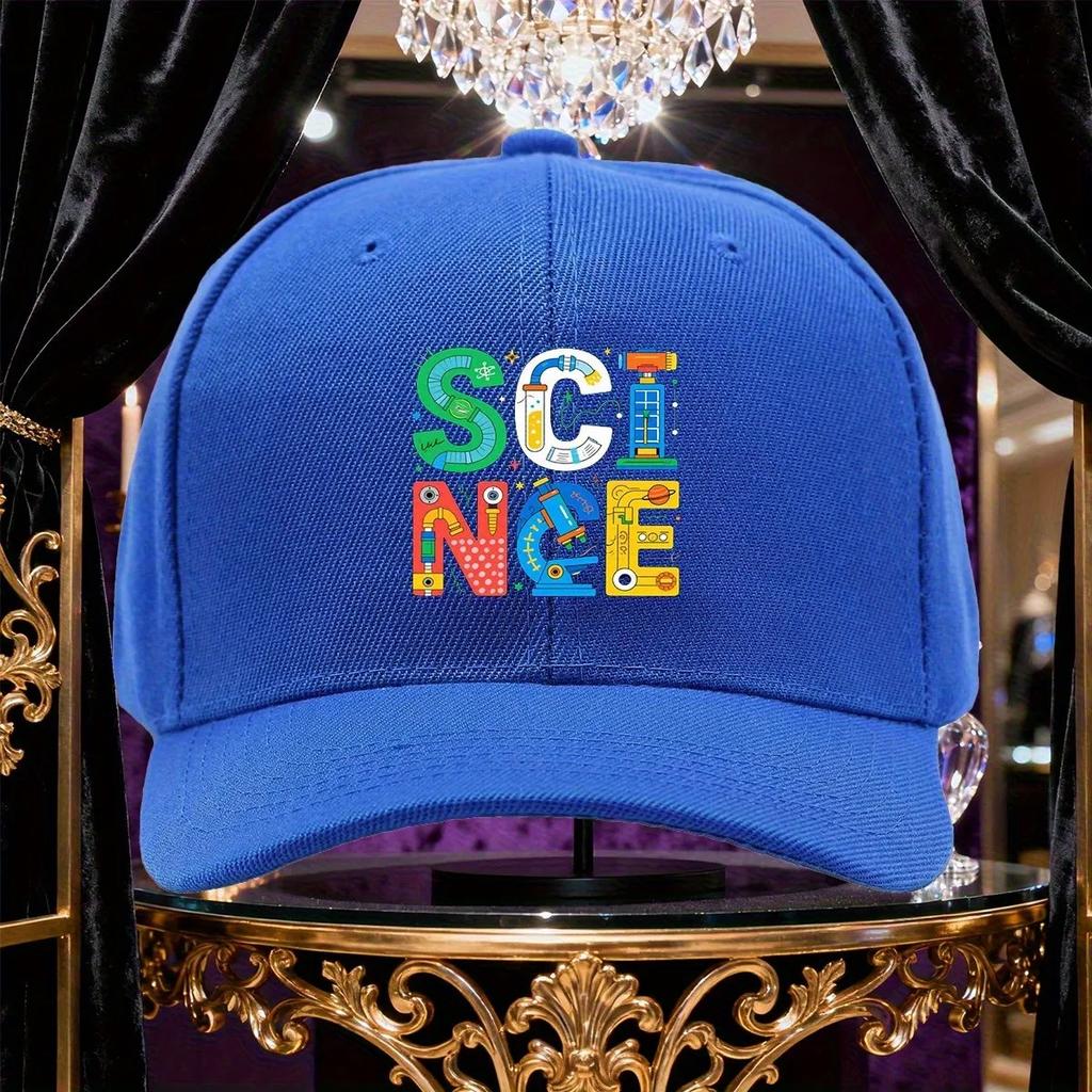 Colorful Science Print Baseball Cap Unisex Adjustable Polyester Curved Brim Casual Outdoor Hat