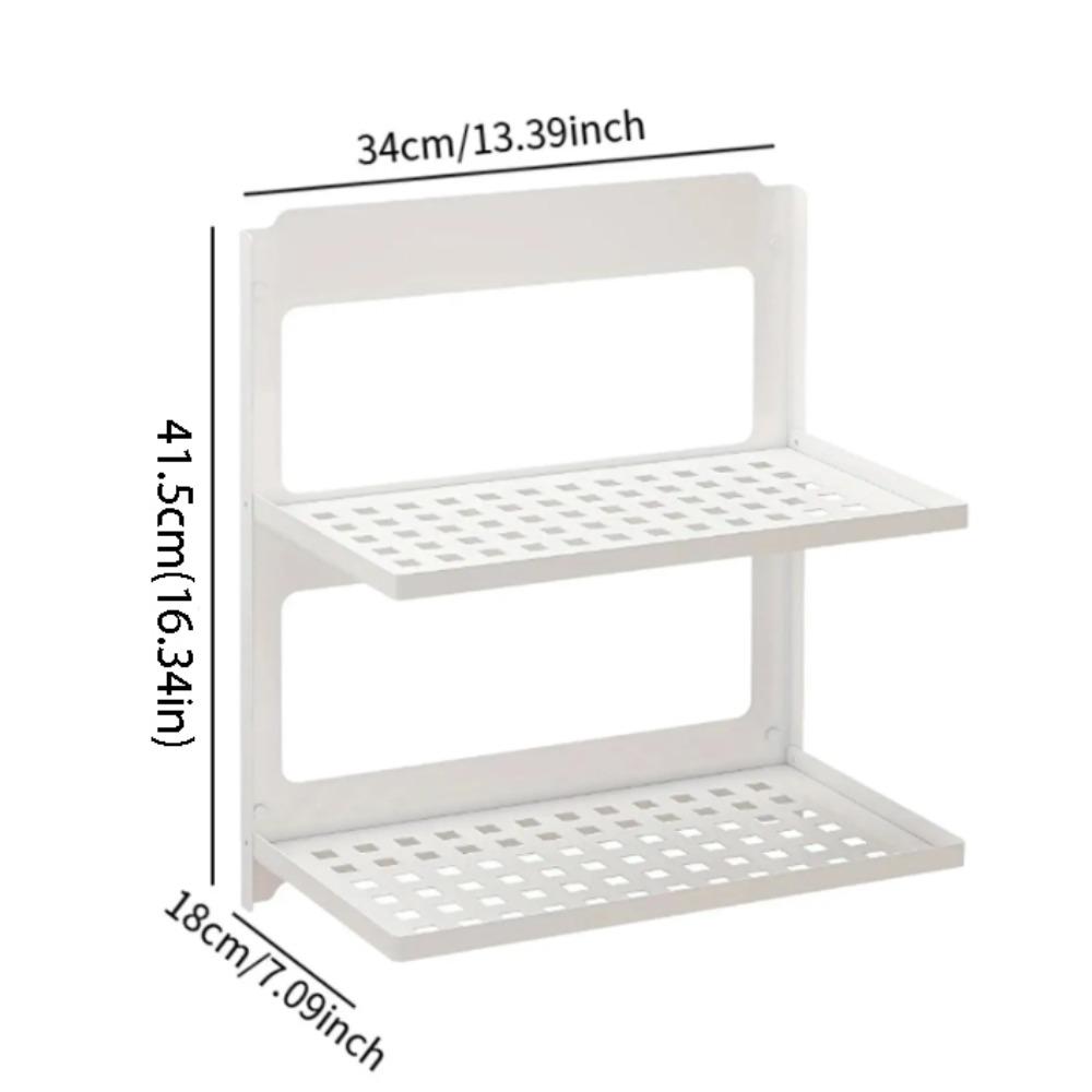 Black Iron Wall Mounted Storage Rack Foldable Wall Shelve 2-Tier Table Storage Rack  Laundry Room белый