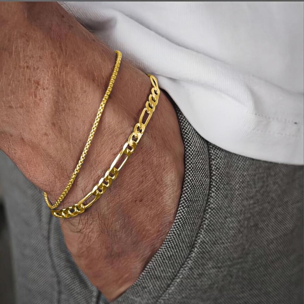 Hip Hop Multilayer Figaro Chain Men Bracelet Hip Hop Stacking Alloy Bracelet For Women Vintage Jewelry Fashion Accessories 21cm
