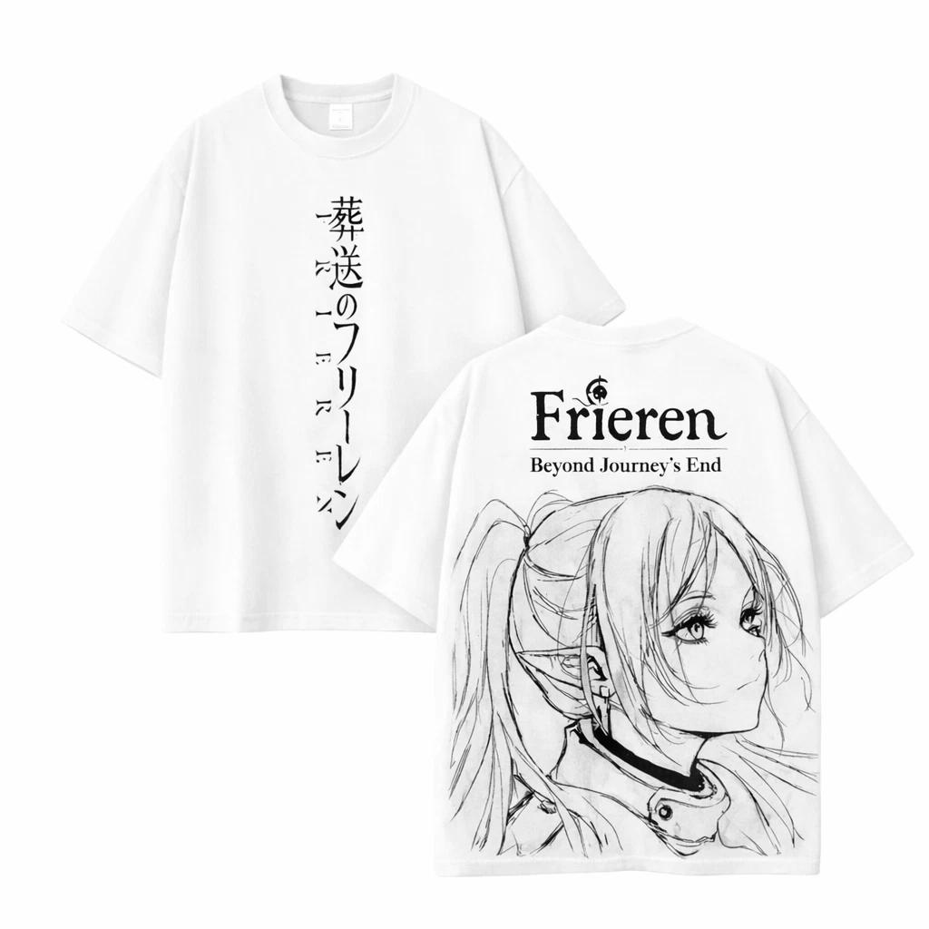 Frieren Season 2 Anime T-T-Shirt – Black, White & Gray Tee, Fantasy Anime T-Shirt L