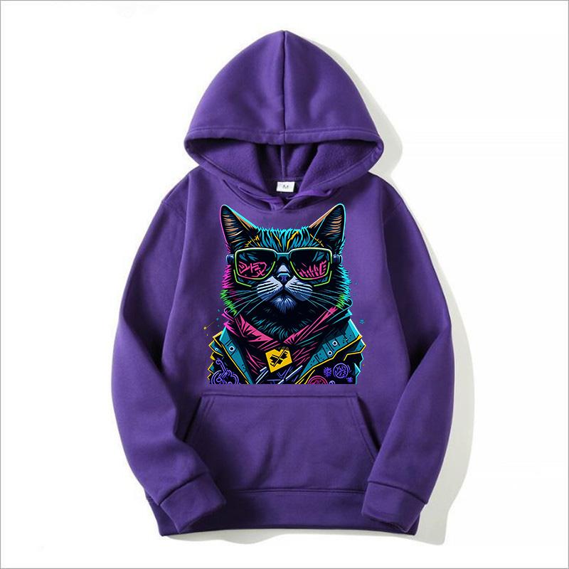 Herren Hoodie Größe L Modedruck Coole Katze Freizeit Frühling und Herbst Saison Langarm Hoodie Sweatshirt