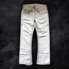 FlowStreet Harajuku Vintage Y2K Vita Jeans Herr och Dam Gotiskt Punkbroderimönster Låg Midja Löst Sittande Jeans Trendiga Nya Streetwear