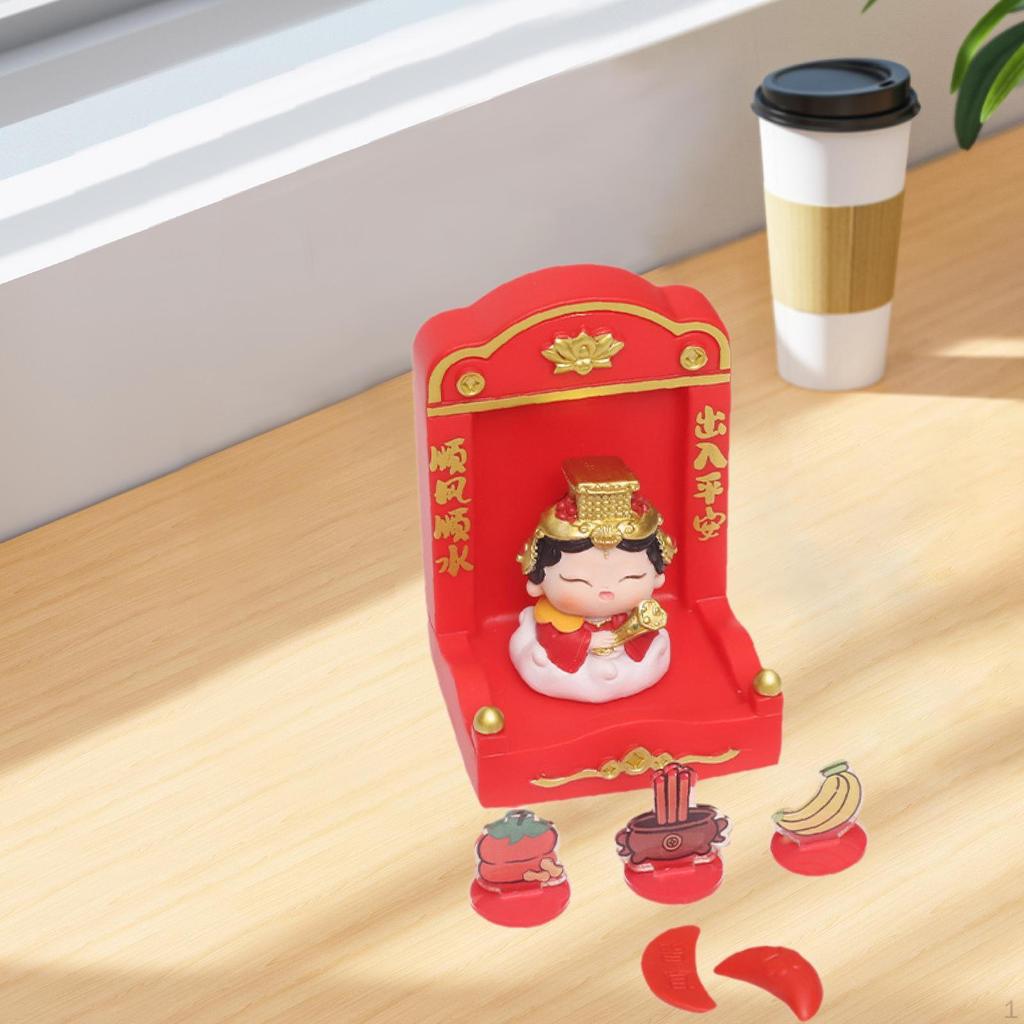 Chinese Deity Figurine with Altar for Spring Festival Tabletop Display