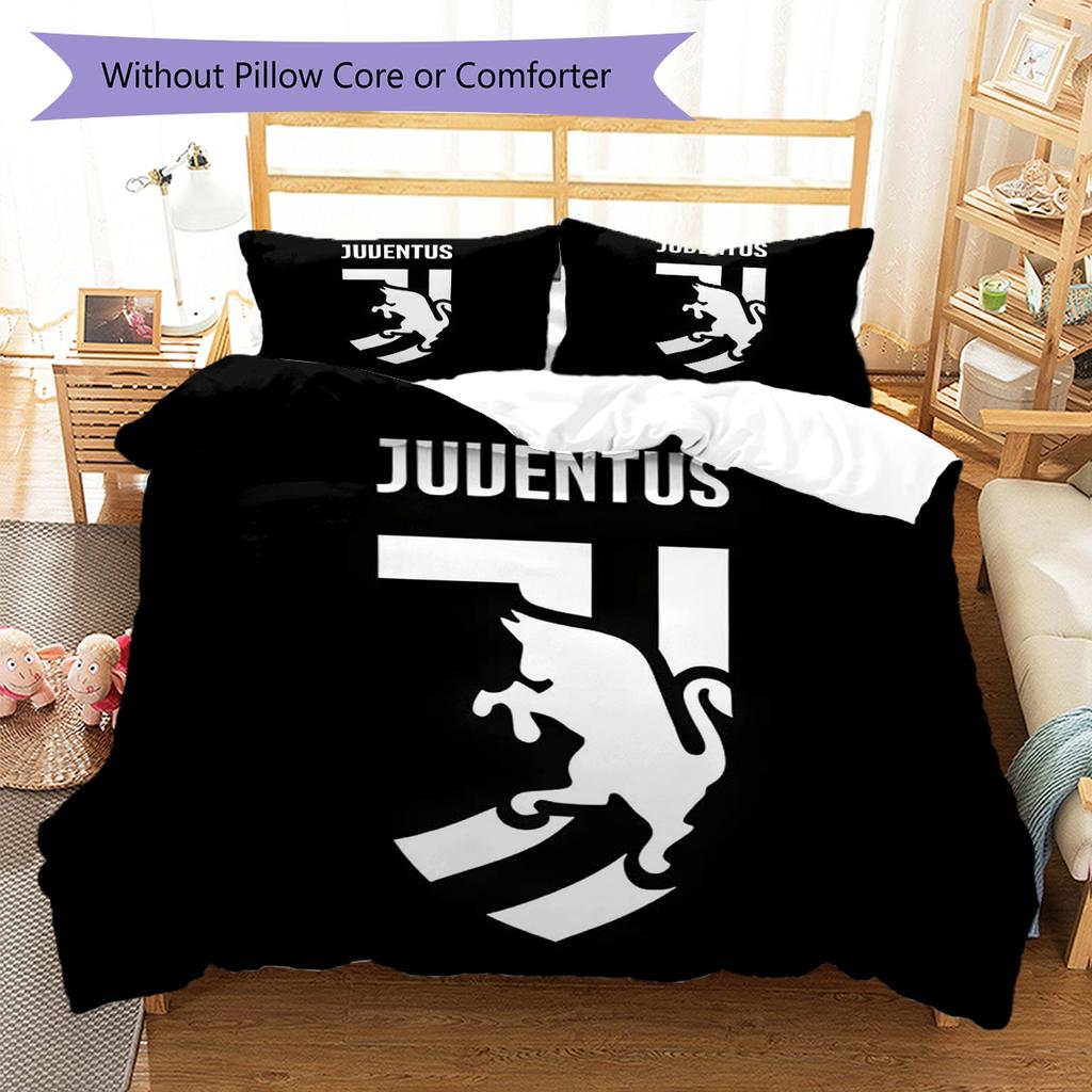 Set Copripiumino Trapuntato Juve Federa Federe Decorazione Casa Regalo di Compleanno (1 * copripiumino + 2 * federa, senza nucleo)