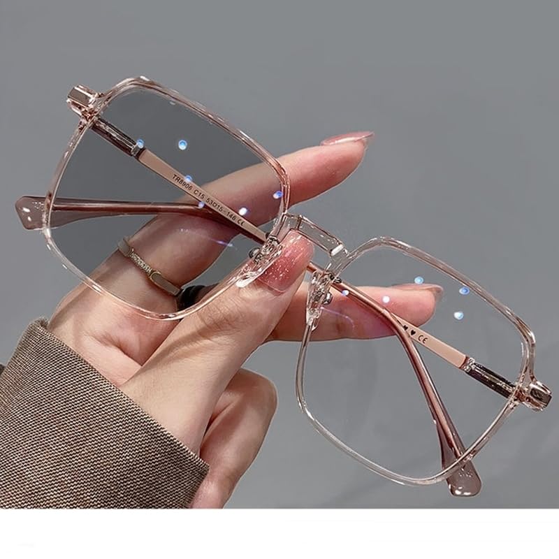 Korean Rimless Photochromic UV Protection [88flix] Sunglasses, Polarized, Color-Changing, Square, (Brown)