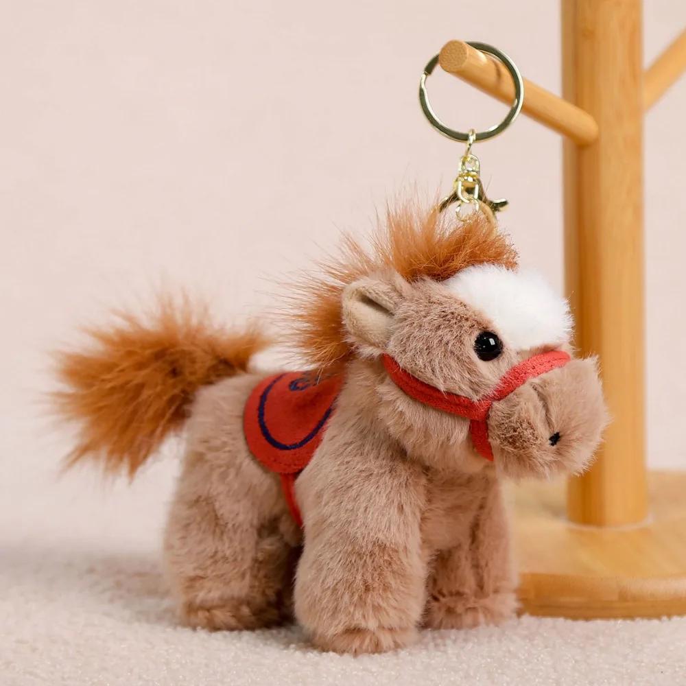 Red Color Plush Horse Keychain Lucky Horse Plush Materia Horse Doll Pendant Soft Cute Zodiac Pony Figurine Home Decor