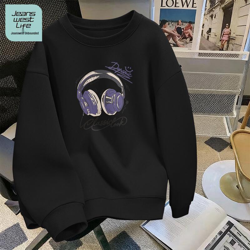 

JEANSWEST LIFE Men s Loose Fit Crew Neck Pullover Sweatshirt M