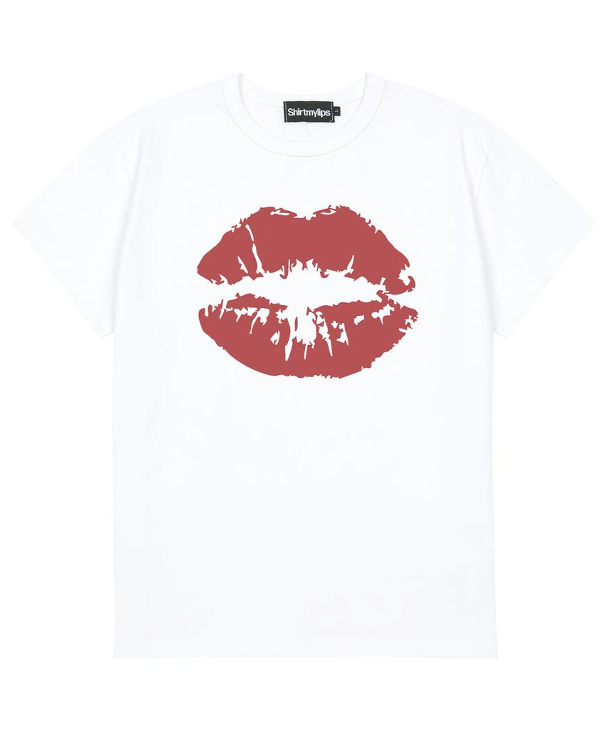 SHIRTMYLIPS Kiss Mark Rockstar Crop T-Shirt White