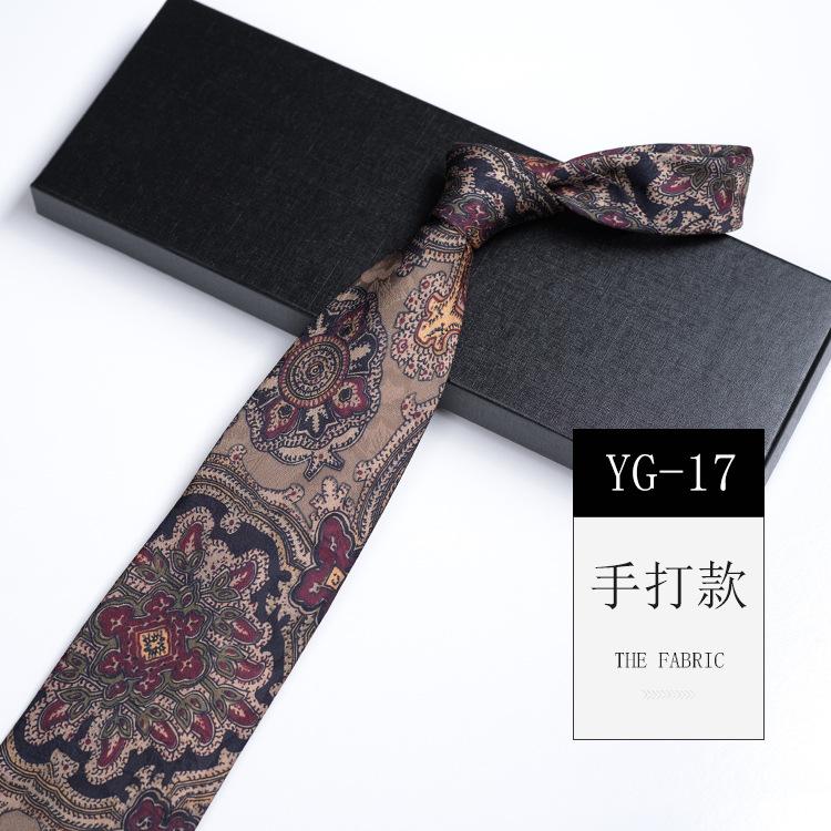 Pattern Printed Tie Men'S 9Cm Wide Personalized Retro Banquet Hosting Suit Large Flower Polyester Hand Tie