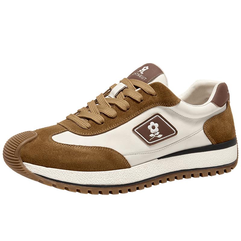 MONTAGUT Men s Leather Lace-Up Casual Sports Shoes 42 хаки