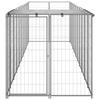 VidaXL Chenil Argenté 6,05 m² Acier Enclos pour Chiots Cage Chiens Extérieur 3082204