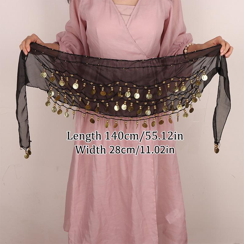 Belly Dance Waist Chain Costume Dance Hip Scarf With Golden Coin Decorative Waist Chain For Professional Dance Performances