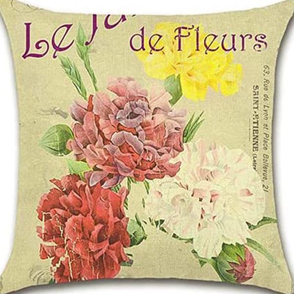Retro Plant Floral Print Linen Pillow Case Home Living Room Sofa Car Cushion Pillow